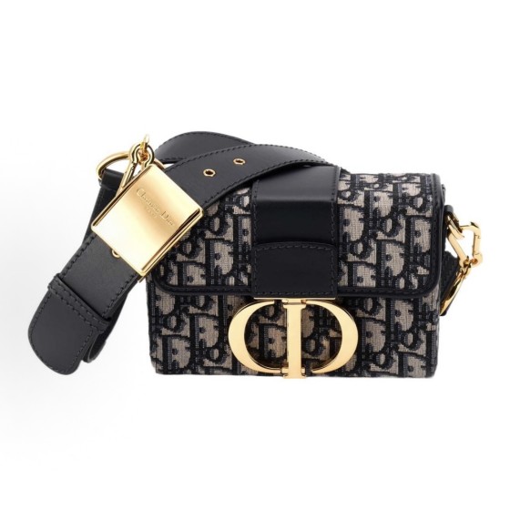 DIOR 30 Montaigne Montaigne collection Oblique embroidery Monogram Full Print wide shoulder strap Bag, women\'s denim blue